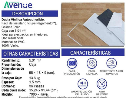 Duela Vinílica Autoadherible YUN 7083 (Caja de 5 m²).